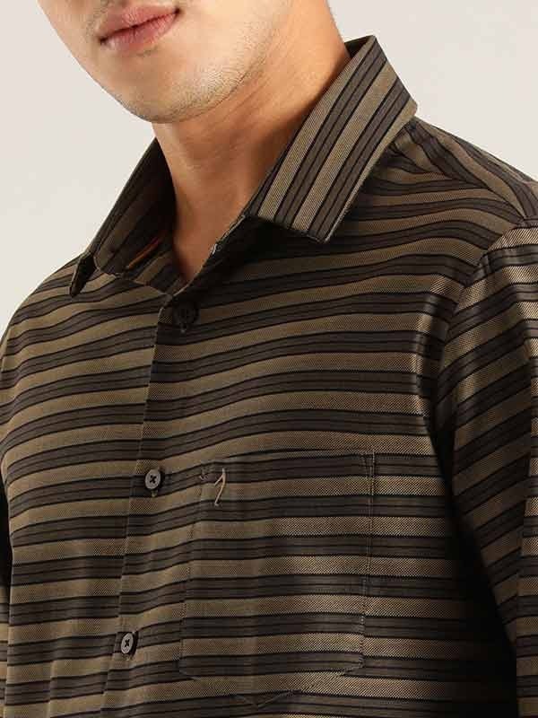 Indian Terrain Men Striped Green Shirt